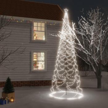 Arbre de Noël avec poteau en métal 5m 1400 LED blanches froides