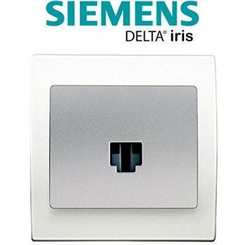 Prise Informatique RJ45 Argent Delta Iris + Plaque Basique Blanche