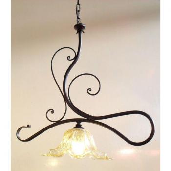 Lampadario Plafoniera Applique Emozioni in Ferro Battuto e Vetro Soffiato