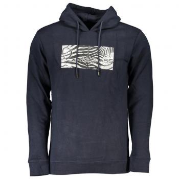 Cavalli Class Men's Blue Cotton Hoodie with Zebra Print Logo