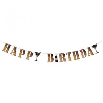 Black Gold Birthday Bunting for Ages 1 to 60