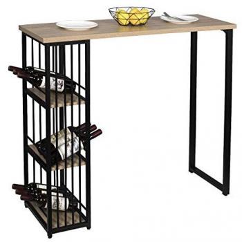 Table haute métal MDF 3 tablettes 120x40x105cm Chêne Clair
