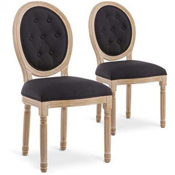 Intensedeco – Collection 2 chaises Médaillon Louis XVI – Noir