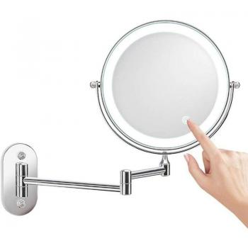 AIPERQ 8” LED Lighted Makeup Mirror, Wall‑Mountable, 1×–10× Lens, USB Rechargeable
