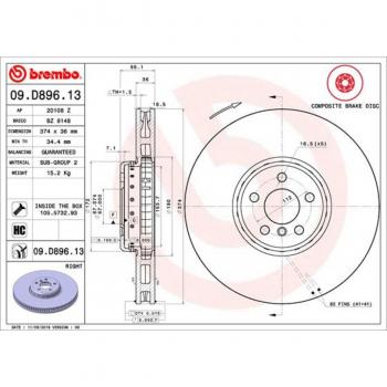 BREMBO Disco freno anteriore ventilato 09D89613