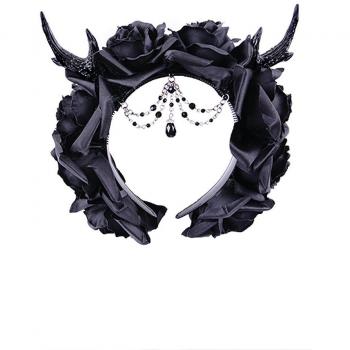 Gothic Antler Rose Garland Headpiece