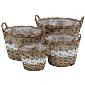 VidaXL Raised Garden Bed 4 pcs Wicker with PE Lining