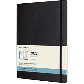 MOLESKINE Terminkalender Moleskine 12 Monate Monats Notizkalender 2022 XL, Schwarz