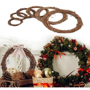 Handmade Natural Rattan Christmas Garland (8-30cm) Wall Hanging Ornament