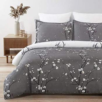 YEPINS Super King Size Duvet Cover Set, Microfiber, Zipper Closure, Tree Branch Design