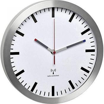 TFA 60.3528.02, Funk Wanduhr, 300 mm x 45 mm, Aluminium, schleichendes Uhrwerk