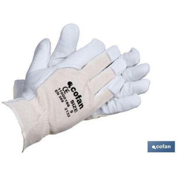 Guantes Mixtos Flor de Vacuno con Dorso de Algodón – Caja 12 (T‑9)