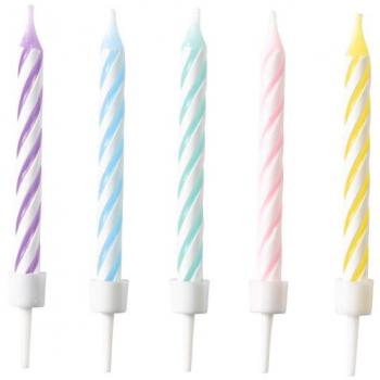 Pastel Spiral Candles Amscan 6 cm – Ensemble de 10