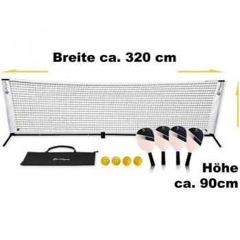 L.A. Sports Pickleball Spielset – 4 Schläger, 4 Bälle, inkl. Netz