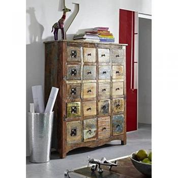 MASSIVMOEBEL24 Altholz-Kommode 125×40×150 cm – Nature of Spirit, lackierte Oberfläche