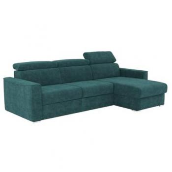 Canapé converti 160 cm tissu chenille bleu VIZIR