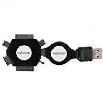 Velleman 6‑Funktion Selbstwickel-USB‑Kabel – Schwarz, 53 cm