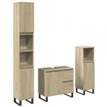 Engineered Wood Bathroom Furniture Set with 3 Pieces in Sonoma Oak by vidaXL