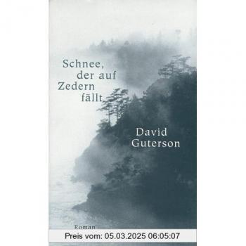 Schnee, der auf Zedern fällt