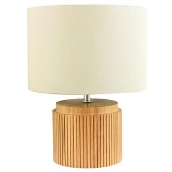 Natural Cream Linen Shade Wooden Table Lamp