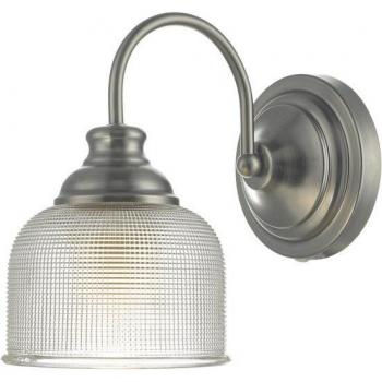 Antique Chrome Finish Wall Light with Textured Glass Shade