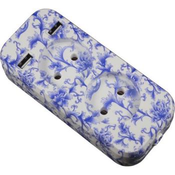 Dual USB Charging Extension Socket 5V 2A Wooden Design KF-01-2