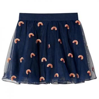 Falda Infantil con Tul Estampado Bordado Arco Iris Azul Marino 140