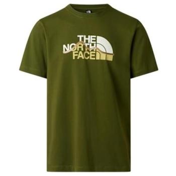 North Face Mountain Line XL Khaki Green Graphic Top