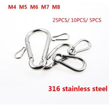 M7 Multifunctional 316 Stainless Steel Spring Snap Carabiner Quick Link Lock Ring Hook Set of 25