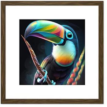 Toucan Bird Masterpiece – 8” x 8”, Black Square Wooden Framed Picture