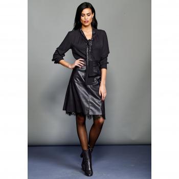 Alba Moda Fashion Rock Damen – Kunstleder mit Spitzenabschluss, Größe 44, bügelfrei