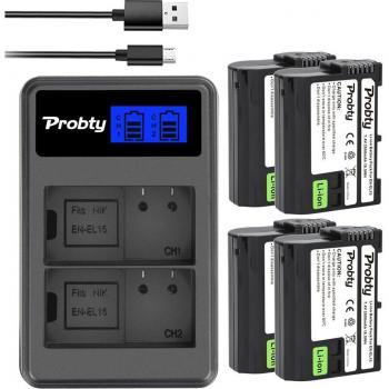 Dual USB Charger with 2500mAh EN-EL15 Battery for Nikon D7000 D7100 D750