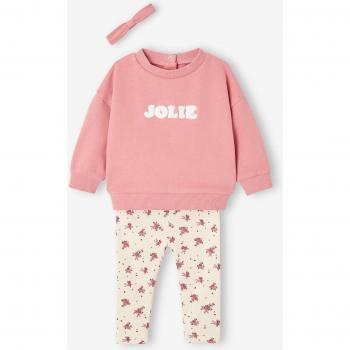 Sudadera y Leggings Rosa Palo con Accesorio para el Pelo para Bebé Niña