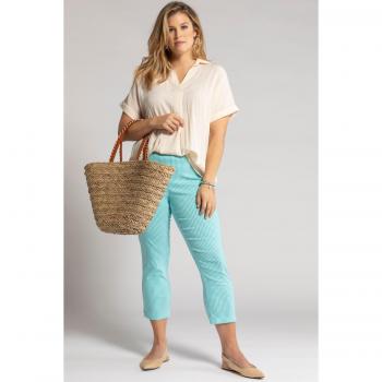 Plus Size Sienna Fit Stretch Crop Pants, Turquoise, Size 22, Viscose/Synthetic Fibers
