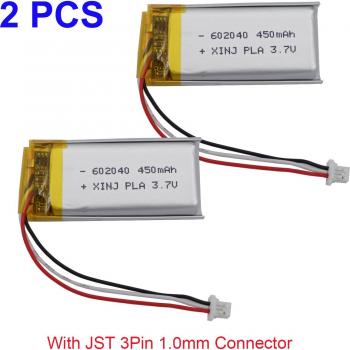 2× 3.7 V 450 mAh 602040 LiPo Battery Pack – DashCam, GPS, Sat