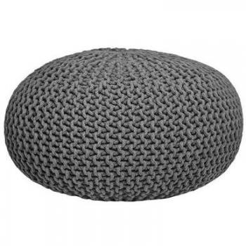 Pouf a Maglia Grigio Scuro in Cotone L