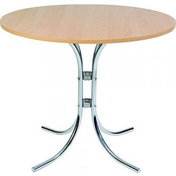 Teknik Office Round Beech Effect Bistro Table with Chrome Legs