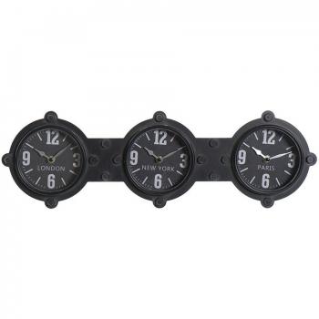 Reloj de Pared DKD Home Decor Hierro Cristal Negro