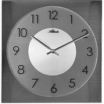Atlanta Metall-Wanduhr mit Glas und Quarz-Uhrwerk