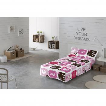 Lenzuola per bambini con set di lenzuola Naturals Set con motivo Coc Coc Fucsia e Bianco Cama 105