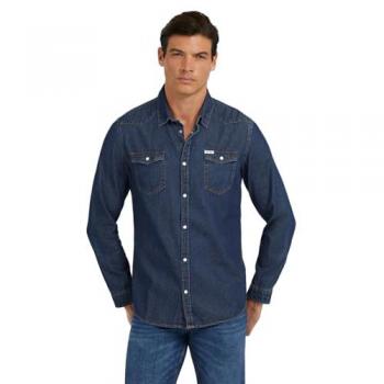 Camiseta Guess Azul con Detalle de Logo en Cuello