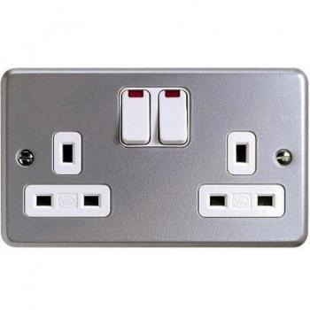MK Metalclad Plus 13A 2‑Gang Switch Socket, K2446, Neon