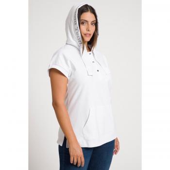 Felpa oversize smanicata con cappuccio, Donna, Bianco, Taglia 56/58, Viscosa, Ulla Popken