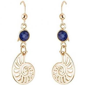 Ohrkugeln „Nautilus“ – 925‑Silber‑Muschel mit Navy‑Blaues Sapphire