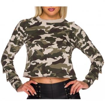 Stealth Crop T-Shirt mit Riss‑Detail S