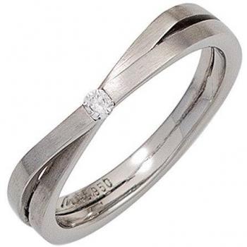 JOBO 950 Platin Ring für Damen – mattiert, 1 Diamant 0,05 ct., Größe 54