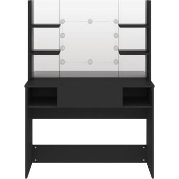 Plateforme maquillage avec éclairage LED – MDF noir 100×40×135 cm