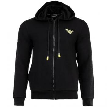 Sweat à capuche noir Emporio Armani coton hybride