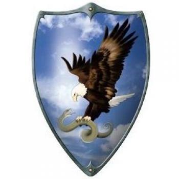 Holzritterschild mit Adler und Schlange