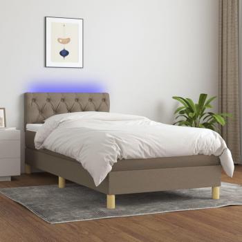 Boxspringbett mit Matratze und LED Taupe 80x200 cm Stoff